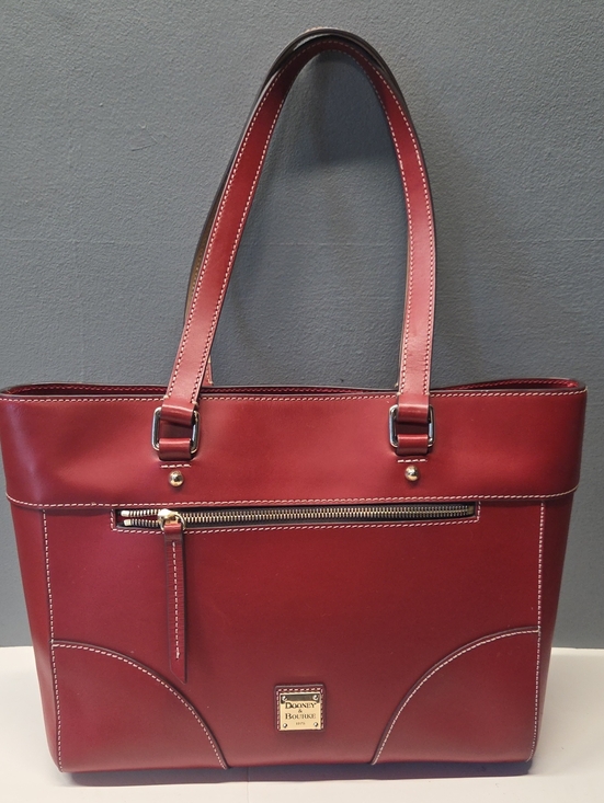 Dooney & Bourke Handbags - Dooney & Bourke Cherry Red Leather Tote with Front Zip